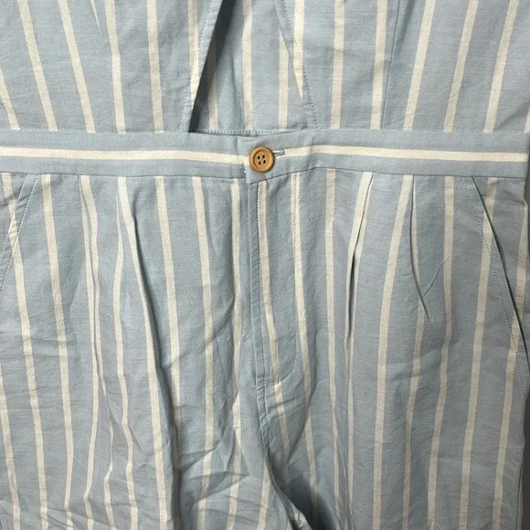 Saylor Willa Blue Striped Cut Out Front Romper - Picture 5 of 8